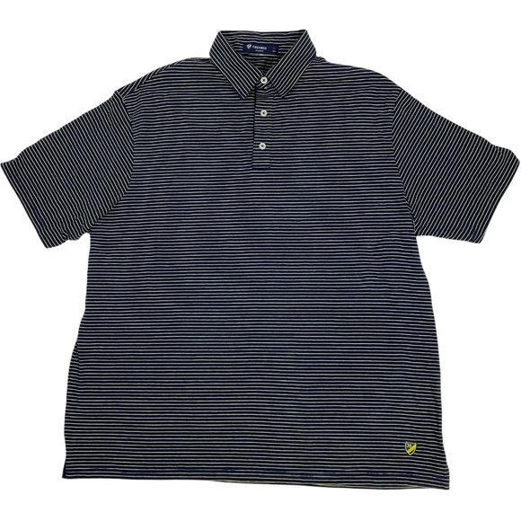 Cremieux XL Polo Shirt Navy Striped Yellow Classics Short Sleeve - Picture 1 of 5